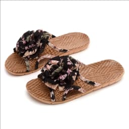 Summer Woven Mat Home Cooling Mat Slippers Bow Knot Indoor Bamboo Fish Mouth Woven Grass Shoes