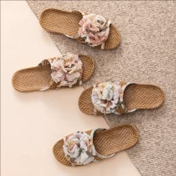 Summer Woven Mat Home Cooling Mat Slippers Bow Knot Indoor Bamboo Fish Mouth Woven Grass Shoes