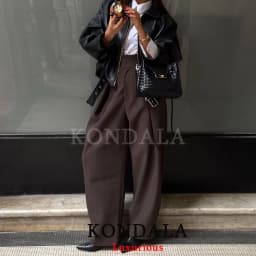 KONDALA Casual Loose Pleated Long Pants Women Wide Leg Pockets High Waist Straight Pants Fashion 2026 Spring Summer Women Pants
