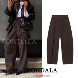 KONDALA Casual Loose Pleated Long Pants Women Wide Leg Pockets High Waist Straight Pants Fashion 2026 Spring Summer Women Pants