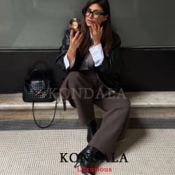 KONDALA Casual Loose Pleated Long Pants Women Wide Leg Pockets High Waist Straight Pants Fashion 2026 Spring Summer Women Pants