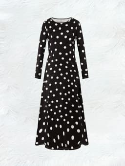 Long Sleeve Dress for Women Casual Solid Color A Line Midi Dress Fall Winter Fashion Elegant Office Wear Comfortable Stretchy
