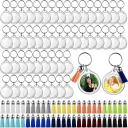 10/30/50/100Sets Acrylic Photo Frame Keychain With Tassels Snap-In Custom Insert Photo Acrylic Blank Keyring Clear Blank Keyring