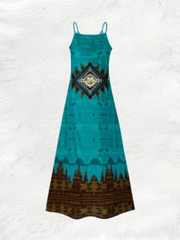 Women Vintage Tribal Print V Neck Slip Dress Summer Casual Dress Lightweight Breathable Fabric All Season Elegant Formal or