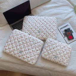 Chic Flower Print Quilted Laptop Sleeve 1 Pc for 11 Inch 14 Inch and 15 Inch Computer Protection Case Laptop Bag
