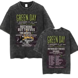 Washed Vintage Punk Band Green Day Cartoon Funny Merch T-shirt Men Women Clothing Rock Oversized T Shirts Men's Fashion T-shirts