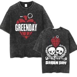 Washed Vintage Punk Band Green Day Cartoon Funny Merch T-shirt Men Women Clothing Rock Oversized T Shirts Men's Fashion T-shirts