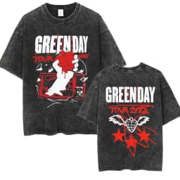 Washed Vintage Punk Band Green Day Cartoon Funny Merch T-shirt Men Women Clothing Rock Oversized T Shirts Men's Fashion T-shirts