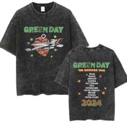 Washed Vintage Punk Band Green Day Cartoon Funny Merch T-shirt Men Women Clothing Rock Oversized T Shirts Men's Fashion T-shirts
