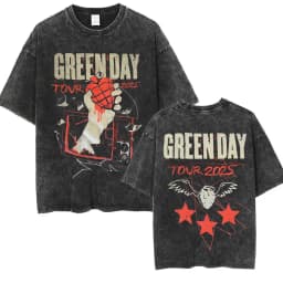 Washed Vintage Punk Band Green Day Cartoon Funny Merch T-shirt Men Women Clothing Rock Oversized T Shirts Men's Fashion T-shirts