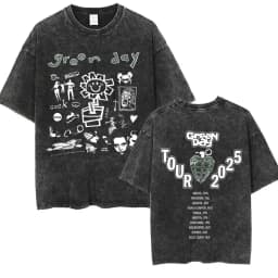 Washed Vintage Punk Band Green Day Cartoon Funny Merch T-shirt Men Women Clothing Rock Oversized T Shirts Men's Fashion T-shirts