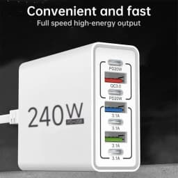 240W USB Fast Charger PD QC3.0 Type C Charge Adapter | For iPhone 16 15 for Xiaomi for Samsung S23 for Huawei