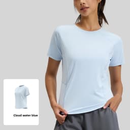 2026 Summer Hot New Women's Sports T-Shirt Outdoor Running Short Sleeve Blue Crewneck Back Mesh Breathable Quick-drying Base Top