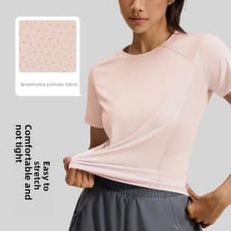 2026 Summer Hot New Women's Sports T-Shirt Outdoor Running Short Sleeve Blue Crewneck Back Mesh Breathable Quick-drying Base Top