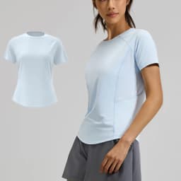 2026 Summer Hot New Women's Sports T-Shirt Outdoor Running Short Sleeve Blue Crewneck Back Mesh Breathable Quick-drying Base Top