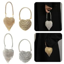 Heart Shape Retro Envelope Bag Luxury Design Bling Style Mini Bag Small Size Rhinestones Evening Clutch Evening Events