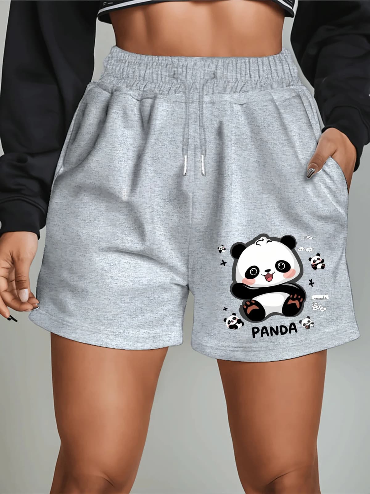 Cute Panda Pattern New Women's Shorts Summer Casual Versatile American Trendy Outerwear Pants Summer Beach Pants