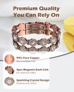 ARADOO 99% Pure Copper Bracelets for Women with 3800 Gauss Magnetic Crystal Jewelry Gifts