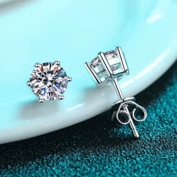 TY D Color Brilliant Round Cut Lab Moissanite Dia Stud Earrings For Women 925 Sterling Silver Plated Wedding Fine Jewelry Gift