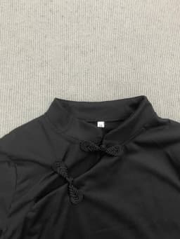Casual Retro New Chinese Style Niche Design Buckle T-shirt Fashionable Spicy Girl Slim Cheongsam Collar Short Sleeved Women Tops