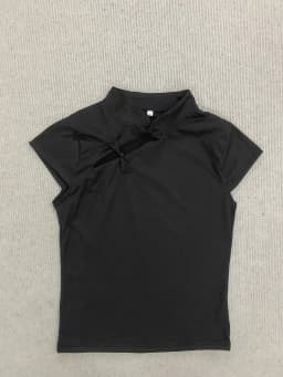 Casual Retro New Chinese Style Niche Design Buckle T-shirt Fashionable Spicy Girl Slim Cheongsam Collar Short Sleeved Women Tops