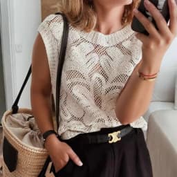 Crochet Vest Top Sheer Floral Embroidered Lace Tank Sleeveless Blouse Openwork Mesh Top Retro Boho Summer Beach Vacation Outfit