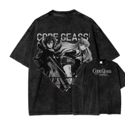 2026 New ACID WASH TEE Code Geass Anime Printed T-shirt Men's and Women's Washed T-shirt High Quality Vintage Cotton T-shirt Top