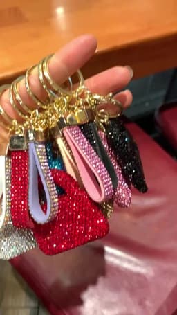 Rhinestone Clay Mini Handbag Keychain, Full Crystal Luxury Car Key Ring, Sparkly Bag Charm