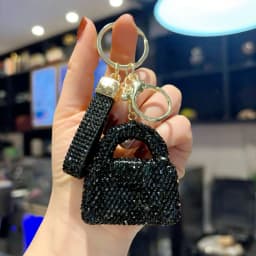 Rhinestone Clay Mini Handbag Keychain, Full Crystal Luxury Car Key Ring, Sparkly Bag Charm