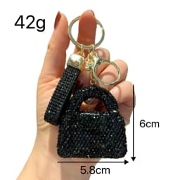 Rhinestone Clay Mini Handbag Keychain, Full Crystal Luxury Car Key Ring, Sparkly Bag Charm