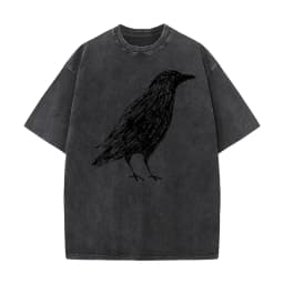 Sketch Bird Graphic Crew Neck Washed Tshirts Mother Day Tees Short Sleeve Classic 100% Cotton Funny Washed Tees Outdoor Adult