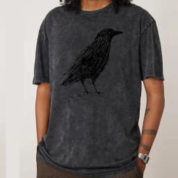 Sketch Bird Graphic Crew Neck Washed Tshirts Mother Day Tees Short Sleeve Classic 100% Cotton Funny Washed Tees Outdoor Adult