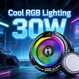 FS18 Mobile Phone Cooler 30W AI Smart Temperature Control TEC Semiconductor Cooling Fan Radiator with RGB Light for IOS Android