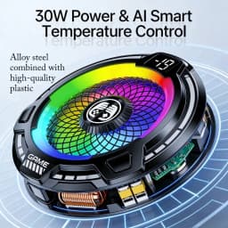 FS18 Mobile Phone Cooler 30W AI Smart Temperature Control TEC Semiconductor Cooling Fan Radiator with RGB Light for IOS Android