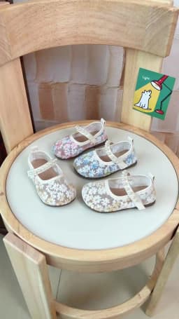 Pink Blue Floral Embroidery Mesh Ballet Flat Baby Girl Elegant Pearl Strap Mary Jane Shoes Kid Wedding Party Lace Ballerina Shoe