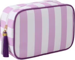 Large Striped Portable Cosmetic Bag For Women Tassel Zipper Makeup Bag Large Capacity Pouch Bags Casual Tote with Zipper Closure