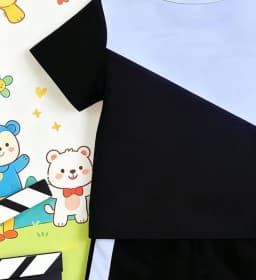 Color Block Dad Me Hand In Hand Print Short Sleeve Shorts Set Boys Casual Style New Arrival