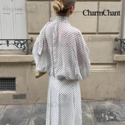 CharmChant Women's Polka Dot Sheer Chiffon Oversized Shirt & Maxi Skirt 2 Piece Set Spring 2026 Retro Elegant Chic Party Outfits