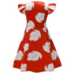 Hawaiian Girl Red Frock with White Feather Summer Casual Beach Dress Costume Play Cute Ohana Spirit Role Playing Apparel 2-12Yrs