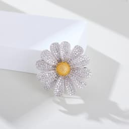 Light luxury zircon daisy sunflower brooch simple and elegant luxury neckline decorative pin summer anti-exposure buckle
