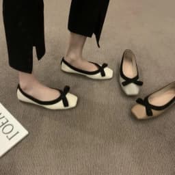 New Bowknot Shallow Soft-soled Women’s Loafers, French-style Versatile Square-toe Flats, Flat Ballet Shoes Spring and Autumn 141