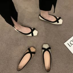 New Bowknot Shallow Soft-soled Women’s Loafers, French-style Versatile Square-toe Flats, Flat Ballet Shoes Spring and Autumn 141