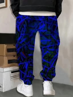 Men's Fashion Design 3D Colorful Stripe Pattern Printed Sports Pants Fashion Pants Suitable for Home Wear Pajamas Comfortable