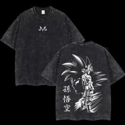Anime Dragon Ball Cosplay Washed Goku T-Shirt Cotton Large Casual Sports Vegeta Gym T-Shirt Men's Harajuku Tee Clothing