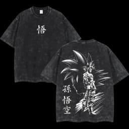 Anime Dragon Ball Cosplay Washed Goku T-Shirt Cotton Large Casual Sports Vegeta Gym T-Shirt Men's Harajuku Tee Clothing