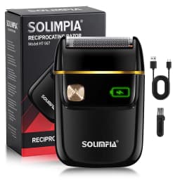 Solimpia Portable Mini Electric Shaver for Men Single-Head Reciprocating Smart Digital Display Beard Razor 6200 RPM Rechargeable
