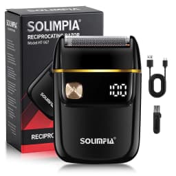 Solimpia Portable Mini Electric Shaver for Men Single-Head Reciprocating Smart Digital Display Beard Razor 6200 RPM Rechargeable