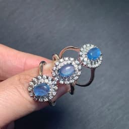 48 Natural Aquamarine Ring  Adjustable Female  Jewelry for Women Gift Wholesale High Quality Vintage Fine