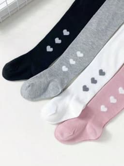 4 Pieces Children's Baby Girl's Toddler Solid Tights - Perfect For School, Dancing & Play