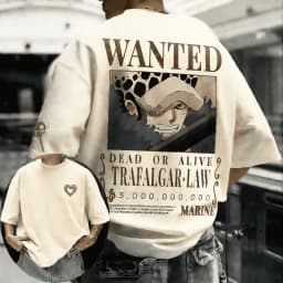 One Piece Unisex Cotton T-shirt ONE PIECE Trafalgar D. Water Law 2026 New Summer Anime Printed Men and Women Short Sleeve